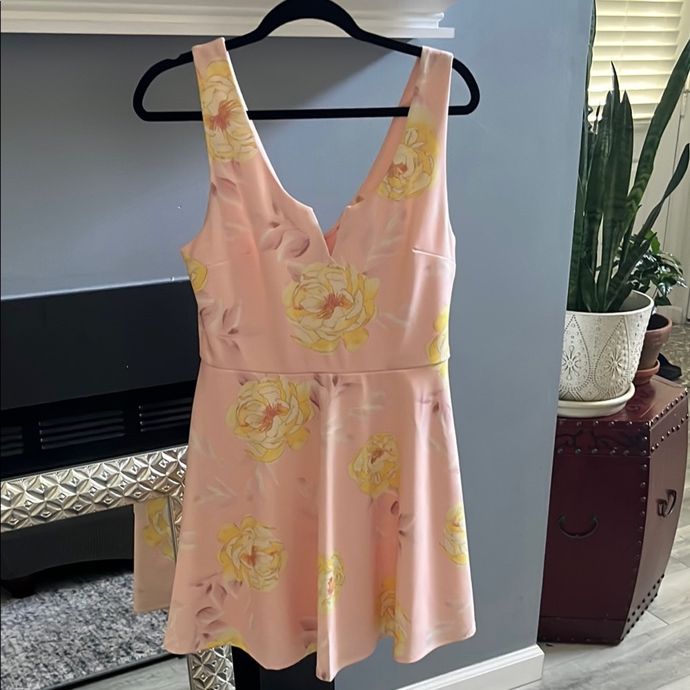 Altar'd State Pink and Yellow Floral Mini Dress